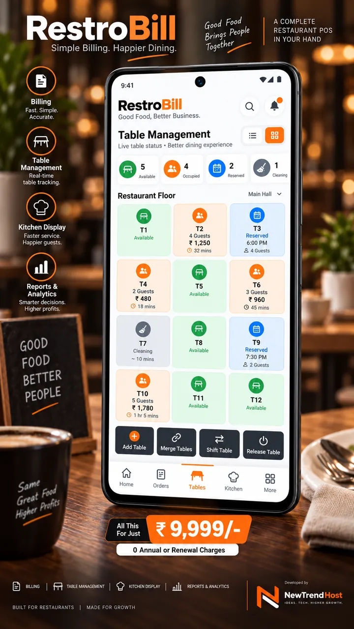 Android Pos Software RestroBill Restaurant POS Software | Billing, KOT, Tables & Cloud POS
